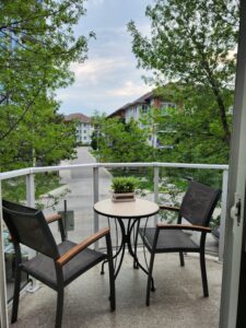 Deck with Patie table and two chairs